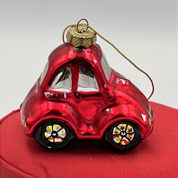 Holiday Collection Glass Christmas Tree Ornament Red Beetle Car - Picture 3 of 7